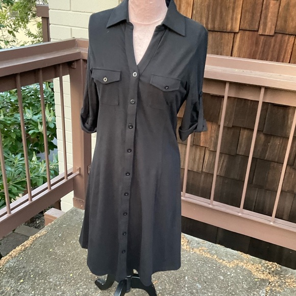 Arentura Organic Black Midi Shirt Dress, cotton Medium - Picture 3 of 11